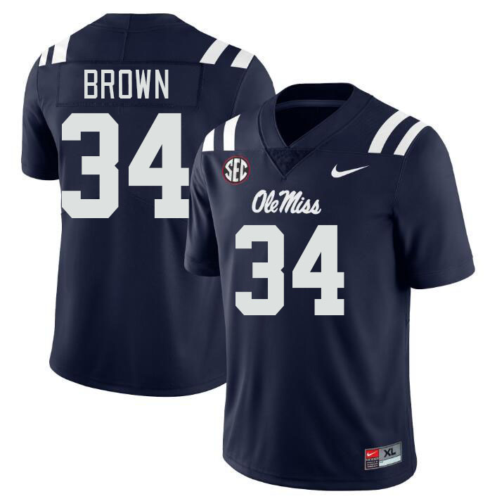 Men #34 Cooper Brown Ole Miss Rebels College Football Jerseys Stitched-Navy